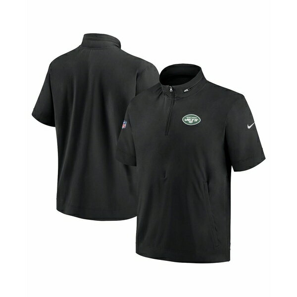 ナイキ ブルゾン レディース ナイキ レディース ジャケット＆ブルゾン アウター Men's Black New York Jets Sideline Coach Short Sleeve Hoodie Quarter-Zip Jacket Black