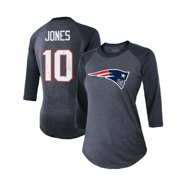 マジェスティック レディース Tシャツ トップス Women 039 s Threads Mac Jones Navy New England Patriots Player Name and Number Raglan Tri-Blend 3/4-Sleeve T-shirt Navy