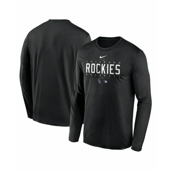 ナイキ レディース Tシャツ トップス Men's Black Colorado Rockies Authentic Collection Team Logo Legend Performance Long Sleeve T-shirt Black
