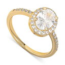 Wj xj[j fB[X O ANZT[ Cubic Zirconia Oval Halo Ring in Gold-Plated Sterling Silver, Created for Macy's Gold over Silver