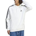 アディダス メンズ パーカー・スウェットシャツ アウター Men's Essentials 3-Stripes Regular-Fit Fleece Hoodie, Regular & Big & Tall White/blk