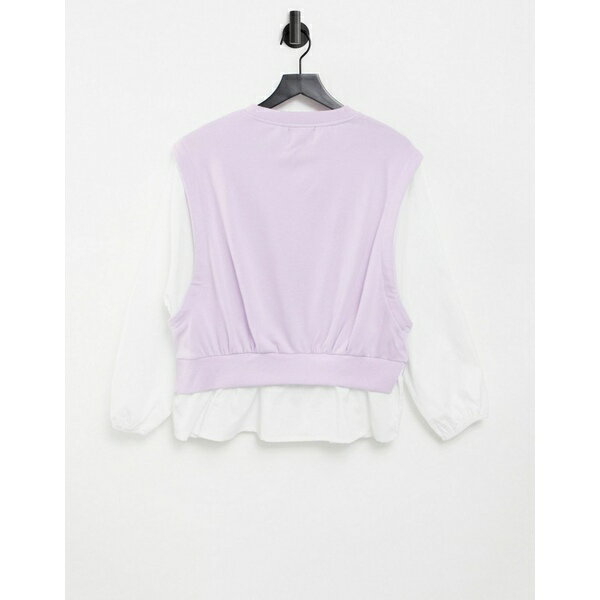 ピーシーズ レディース パーカー・スウェットシャツ アウター Pieces 2-in-1 shirt and knit vest in lilac Lilac