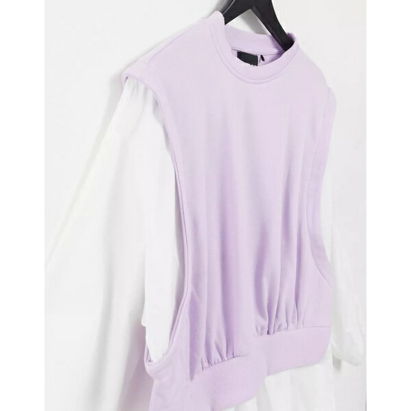 ピーシーズ レディース パーカー・スウェットシャツ アウター Pieces 2-in-1 shirt and knit vest in lilac Lilac