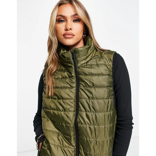 アイソウイットファースト レディース ジャケット＆ブルゾン アウター I Saw it First zip through padded vest in khaki Khaki