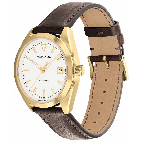 モバド モバド レディース 腕時計 アクセサリー Men's Heritage Datron Swiss Quartz Chocolate Genuine Leather Strap Watch 39mm Brown