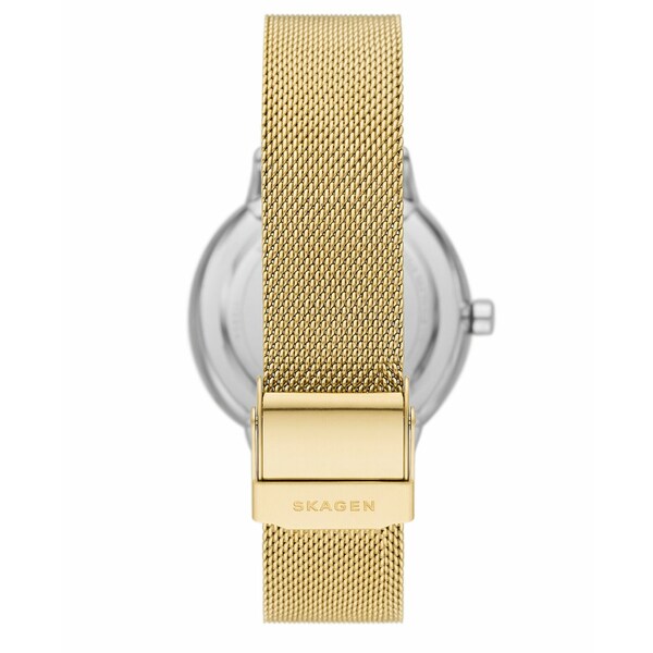 スカーゲン レディース 腕時計 アクセサリー Women 039 s Three-Hand Quartz Riis Gold-Tone Stainless Steel Mesh Watch 36mm Gold