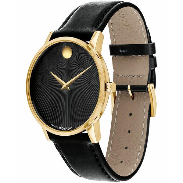 モバド モバド レディース 腕時計 アクセサリー Men's Museum Classic Swiss Quartz Black Leather Watch 40mm Black