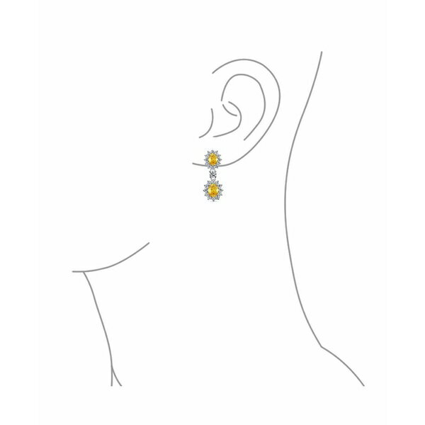 ブリング レディース ピアス＆イヤリング アクセサリー Art Deco Style Crown Halo Oval Cubic Zirconia Canary Yellow AAA CZ Fashion Formal Dangle Drop Earrings For Prom Bridesmaid Wedding Rhodium Plated Yellow