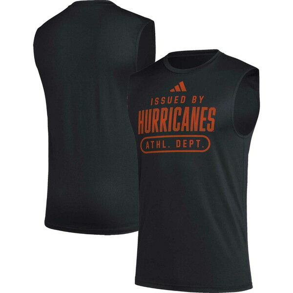 アディダス タンクトップ  メンズ アディダス メンズ Tシャツ トップス Miami Hurricanes adidas Sideline AEROREADY Pregame Tank Top Black