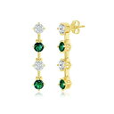 Vi Y sAXECO ANZT[ Sterling Silver Round CZ Long Earrings - Sterling Silver, Rose Gold or Gold Plated White & emerald