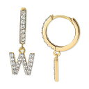 Wj xj[j fB[X sAXCO ANZT[ Cubic Zirconia Initial Dangle Hoop Earrings in 18k Gold-Plated Sterling Silver, Created for Macy's W