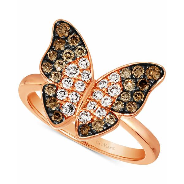 ルヴァン レディース リング アクセサリー Ombré Diamond (5/8 ct. t.w.) & Vanilla Diamond (1/10 ct. t.w.) Butterfly Ring in 14k Rose Gold Rose Gold