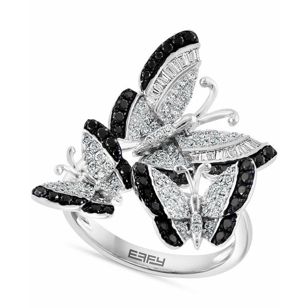 エフィー コレクション レディース リング アクセサリー EFFY&reg; White Diamond (3/8 ct. t.w.) & Black Diamond (1/3 ct. t.w.) Butterfly Statement Ring in 14k White Gold White Gold