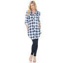 ホワイトマーク レディース カットソー トップス Women's Piper Stretchy Plaid Tunic Light Green