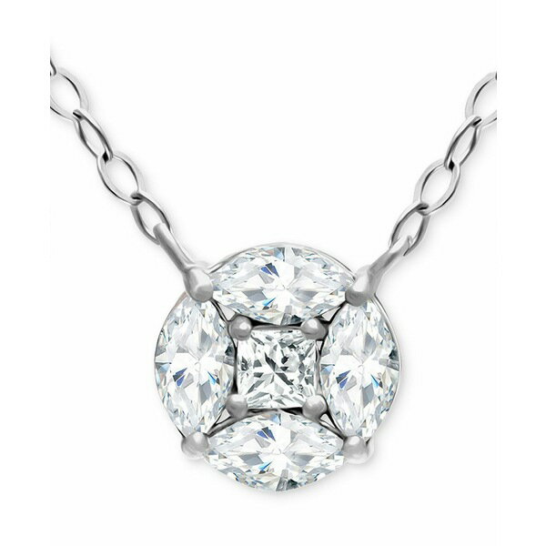 Wj xj[j fB[X lbNXE`[J[Ey_ggbv ANZT[ Cubic Zirconia Princess & Marquise Cluster Pendant Necklace, 16