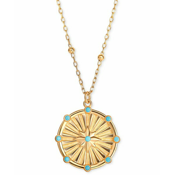 Wj xj[j fB[X lbNXE`[J[Ey_ggbv ANZT[ Blue Cubic Zirconia Starburst Pendant Necklace in 18k Gold-Plated Sterling Silver, 16