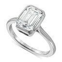 obWF[~VJ Y O ANZT[ Lab Grown Certified Diamond Emerald-Cut Bezel Solitaire Engagement Ring (3 ct. t.w.) in 14k Gold White Gold