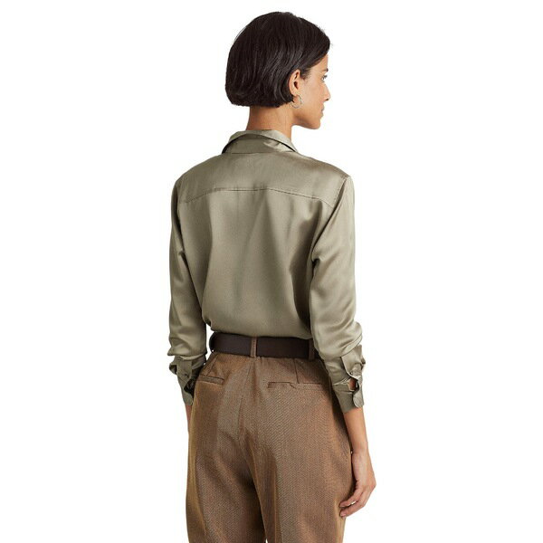 トップスサ ラルフローレン レディース シャツ トップス Satin Charmeuse Shirt Muted Moss:asty ブランド