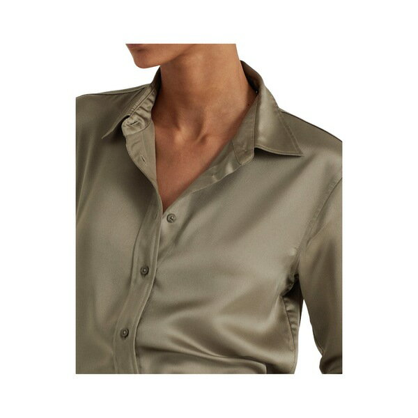 トップスサ ラルフローレン レディース シャツ トップス Satin Charmeuse Shirt Muted Moss:asty ブランド