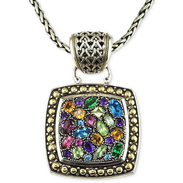 GtB[ RNV fB[X lbNXE`[J[Ey_ggbv ANZT[ Balissima by EFFY&reg; Multistone Square Pendant in Sterling Silver and 18k Gold Multi