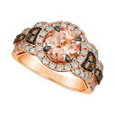 @ fB[X O ANZT[ Peach Morganite (1-1/2 ct. t.w.) & Diamond (1-1/20 ct. t.w.) Halo Statement Ring in 14k Rose Gold No Color