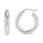 ジャニ ベルニーニ レディース ピアス＆イヤリング アクセサリー Textured Tube Medium Hoop Earrings, 30mm, Created for Macy's Silver