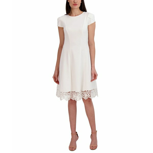 ドナリッコ レディース ワンピース トップス Women's Round-Neck Sleeveless Fit & Flare Dress Ivory