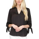 マイケルコース レディース カットソー トップス Women's Satin Tie Top, Regular & Petite Black