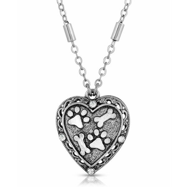 2028 fB[X lbNXE`[J[Ey_ggbv ANZT[ Silver Tone Heart Paw and Bones Necklace Silver