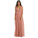 At^[VbNX fB[X s[X gbvX Women's Deep V-Neck Chiffon Maxi Dress Desert rose