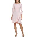 g~[ qtBK[ fB[X s[X gbvX Women's Scoop-Neck Ruffle-Trim 3/4-Sleeve Dress Ball/pink