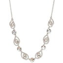 ジバンシー メンズ ネックレス・チョーカー アクセサリー Silver-Tone Crystal Pavé Pear Frontal Necklace, 16