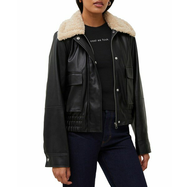 フレンチコネクション レディース ジャケット＆ブルゾン アウター Women 039 s Faux-Leather Long-Sleeve Coat Black