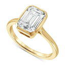 obWF[~VJ Y O ANZT[ Lab Grown Certified Diamond Emerald-Cut Bezel Solitaire Engagement Ring (3 ct. t.w.) in 14k Gold Yellow Gold