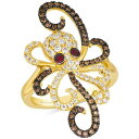 ルヴァン レディース リング アクセサリー Chocolate Diamond Nude Diamond (7/8 ct. t.w.) Passion Ruby (1/20 ct. t.w.) Octopus Ring in 14k Gold 14K Honey Gold Ring