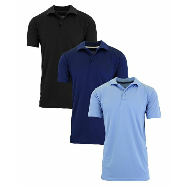 MNV[oCnrbN Y |Vc gbvX Men's Dry Fit Moisture-Wicking Polo Shirt, Pack of 3 Black, Navy and Light Blue