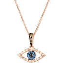 ルヴァン メンズ ネックレス チョーカー アクセサリー Blueberry Sapphire (1/20 ct. t.w.) Diamond (1/5 ct. t.w.) Evil Eye 18 Pendant Necklace in Rose Gold Blueberry Sapphire