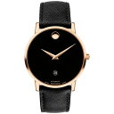 oh Y rv ANZT[ Men's Swiss Automatic Museum Black Calfskin Strap Watch 40mm Rose Gold