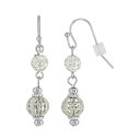 2028 fB[X sAXCO ANZT[ Silver-Tone Crystal Fireball and Filigree Drop Earrings Gray