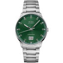 ~h Y rv ANZT[ Unisex Swiss Automatic Commander Stainless Steel Bracelet Watch 44mm Green