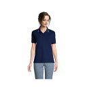 ランズエンド レディース カットソー トップス Women's Tall Mesh Cotton Short Sleeve Polo Shirt Deep sea/white