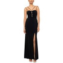 エスケープ レディース ワンピース トップス Women's Ruched Keyhole Gown Black Nude