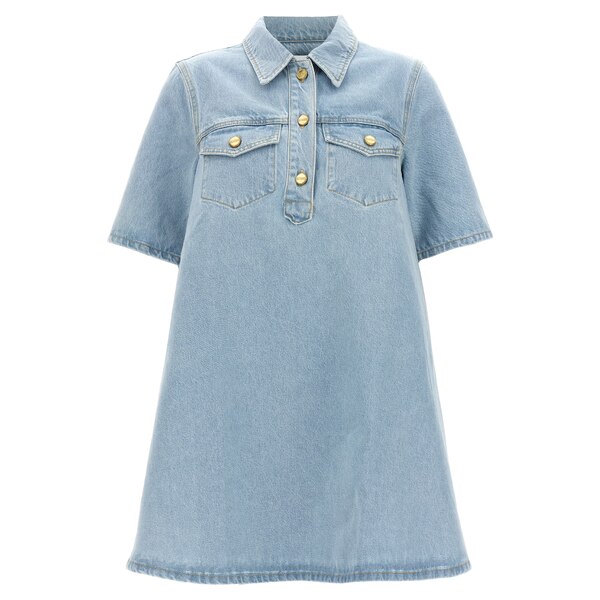 ガニー レディース ポロシャツ トップス Denim Mini Dress Light Blue