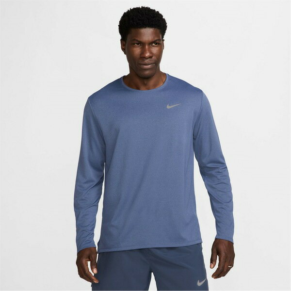 ナイキ メンズ フィットネス スポーツ Miler Men's Dri-FIT UV Long-Sleeve Running Top Diffused Blue