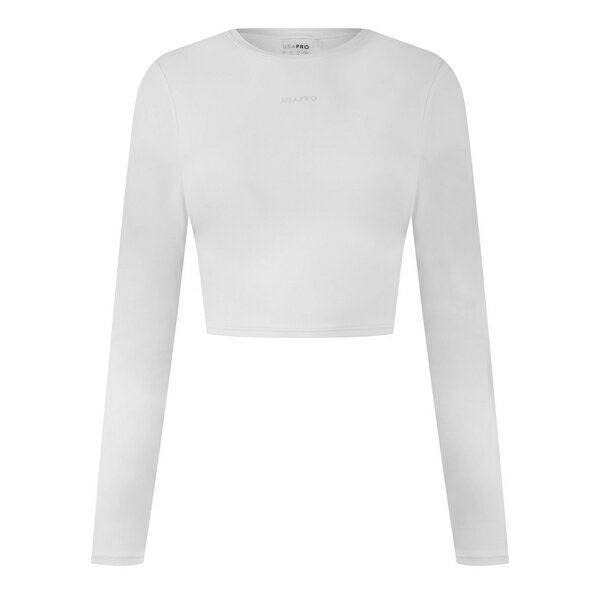 USAプロ（ユーエスエープロ） レディース フィットネス スポーツ Pro LS Crop Tee Womens Cream