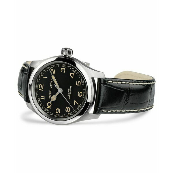 ハミルトン カーキ 腕時計（レディース） ハミルトン レディース 腕時計 アクセサリー Men's Swiss Automatic Khaki Field Murph Black Leather Strap Watch 38mm Brown