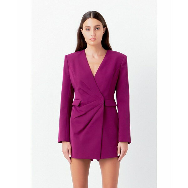 エンドレスローズ レディース カジュアルパンツ ボトムス Women's Drapped V-neckline Blazer Romper Purple