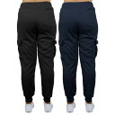 ギャラクシーバイハルビック レディース カジュアルパンツ ボトムス Women 039 s Heavyweight Loose Fit Fleece Lined Cargo Jogger Pants Set, 2 Pack Black, Navy