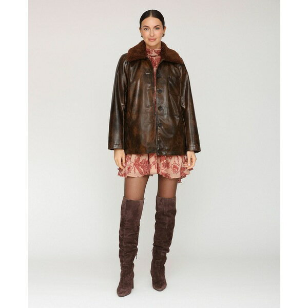 アベックレフィレ レディース ジャケット＆ブルゾン アウター Women's Contrast Collar Coat Chocolate