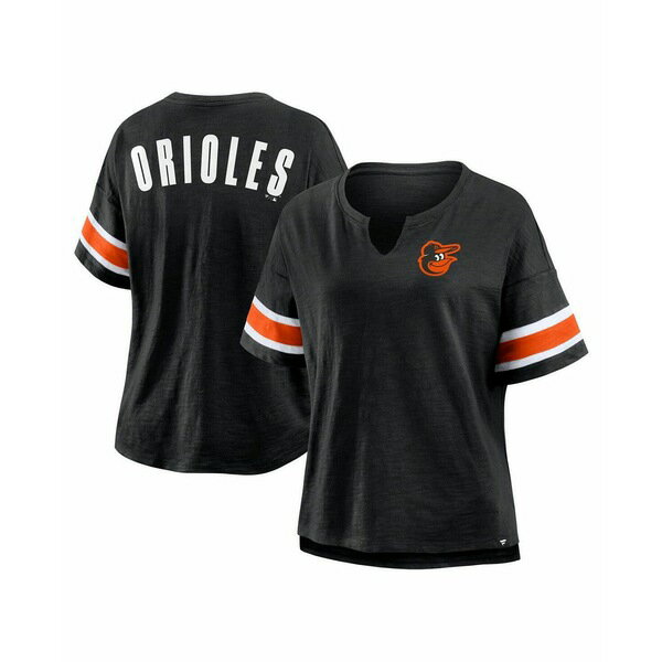 ファナティクス レディース カットソー トップス Women's Black Baltimore Orioles Curl Route T-Shirt Black(4)